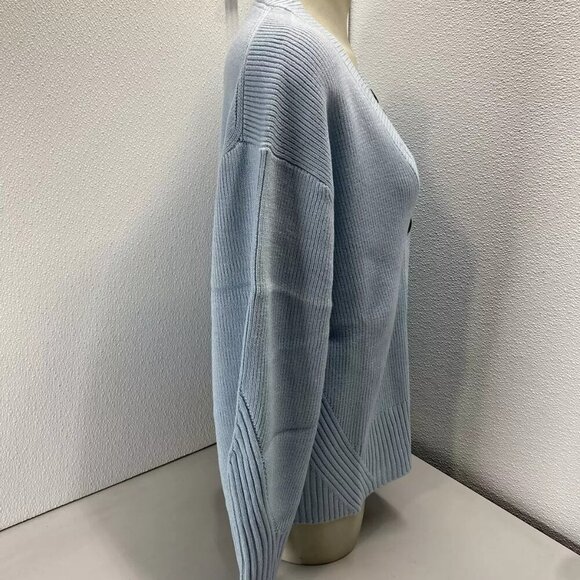NEW APPARIS Womens Anderson Soft Ribbed Cardigan Sweater Size L Light Blue - Picture 3 of 13